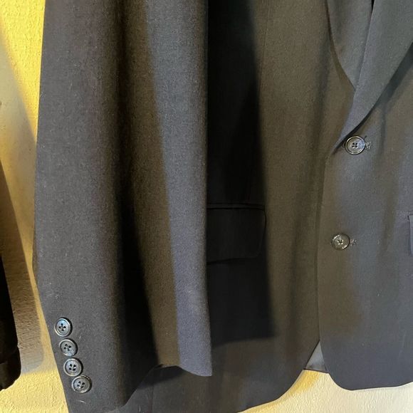Stafford Mens Wool Blazer Sport Coat Dk Navy 40”. 32” length 2 Button - Picture 2 of 5